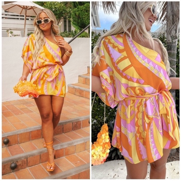Show Me Your Mumu Trish One Shoulder Mini Dress - Picture 1 of 10